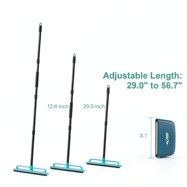 Ylebs Carpet Rake Extendable Blue Rubber Metal Bristle-7