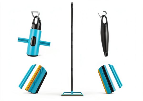 Ylebs Carpet Rake Extendable Blue Rubber Metal Bristle-4