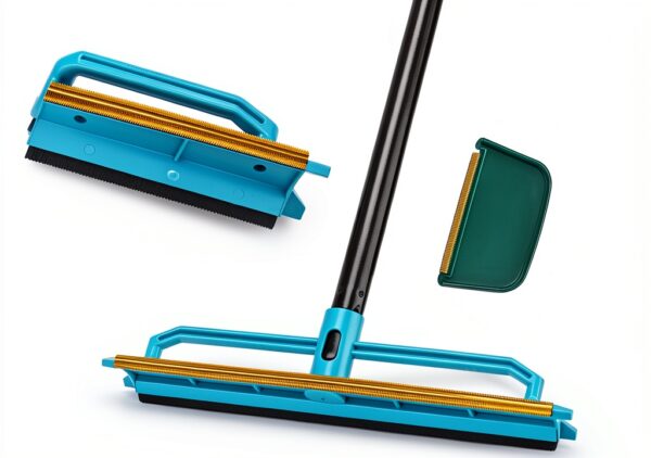 Ylebs Carpet Rake Extendable Blue Rubber Metal Bristle-0