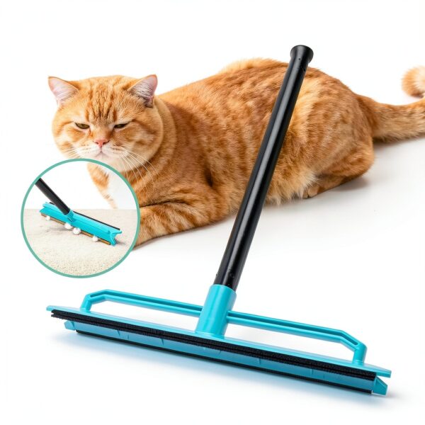 Ylebs Carpet Rake Extendable Blue Rubber Metal Bristle-2