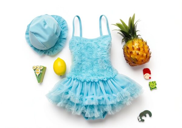 Baby Girls Swimsuit Nylon Spandex Halter Tankini Set-1