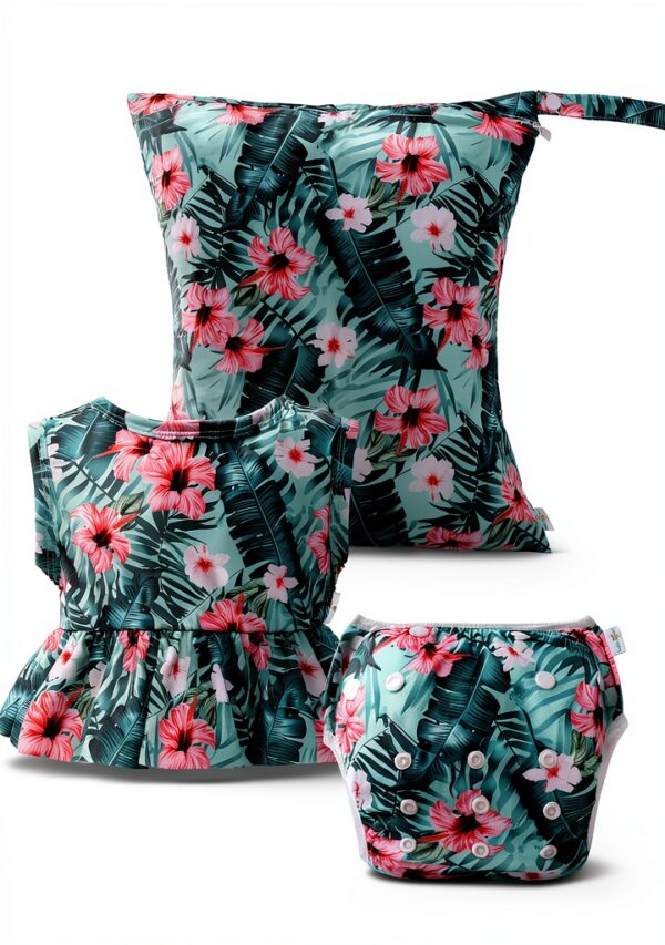 Huapin Baby Girl Tankini Set Reusable Swim Diaper UV-0