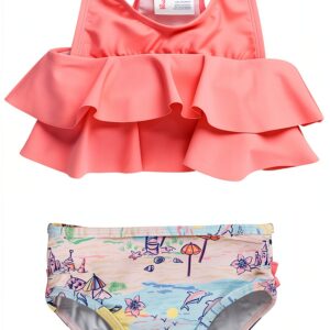 RuffleButts Flounce Bikini UPF 50+ Sun Protection Girls-0