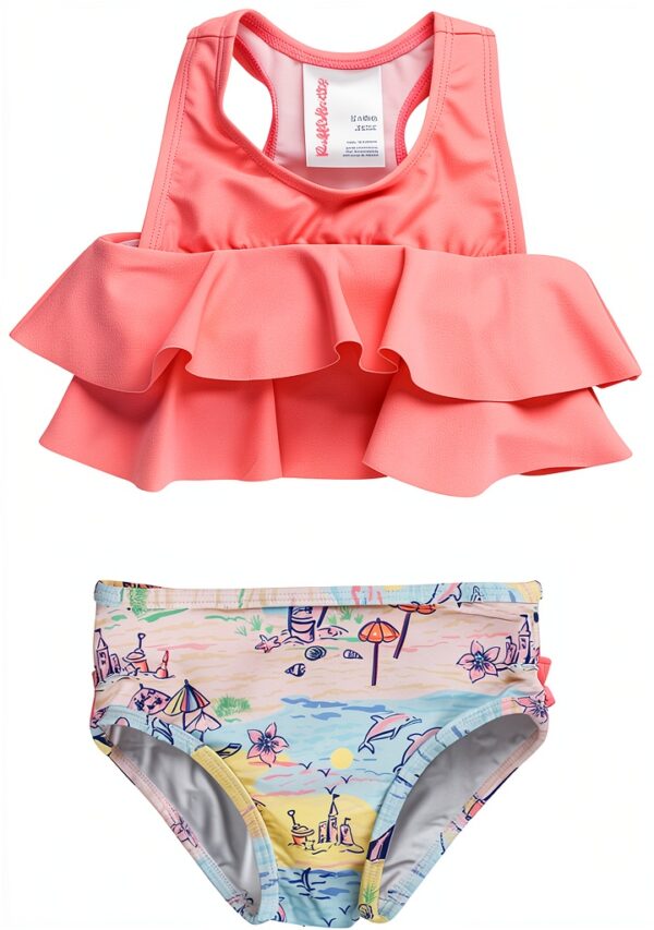 RuffleButts Flounce Bikini UPF 50+ Sun Protection Girls-0