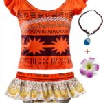 Girls Orange Ruffle Swimsuits 2-Piece Tankini Set-0