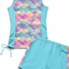 Mermaid Girls Tankini Swimsuit Nylon Spandex Two Piece Set-1