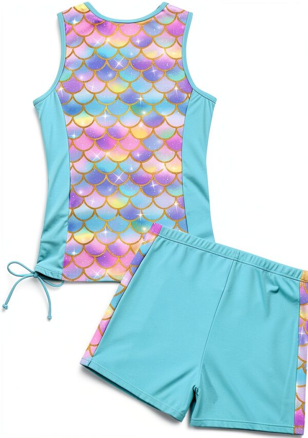 Mermaid Girls Tankini Swimsuit Nylon Spandex Two Piece Set-1