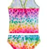 TENVDA Girls Tankini Set Polyester Spandex Swimwear-1