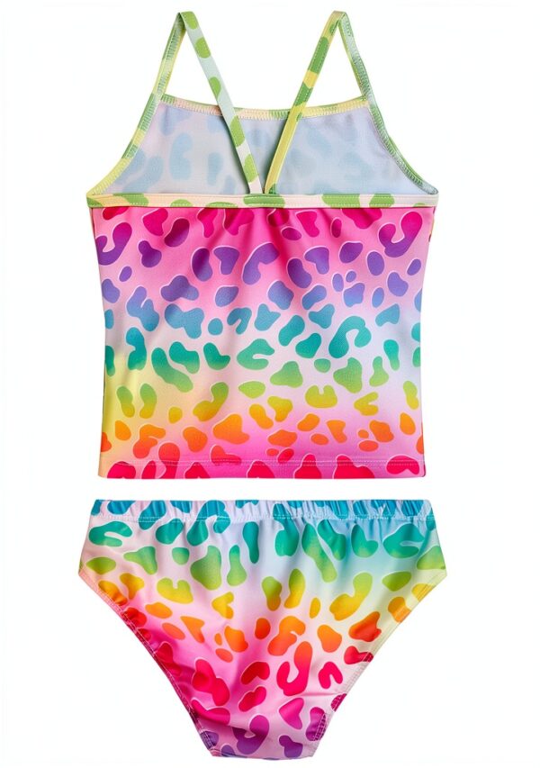 TENVDA Girls Tankini Set Polyester Spandex Swimwear-1