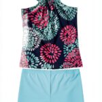 Kids Tankini Swimwear UPF50 Quick Dry Girls 2 Piece Set-0