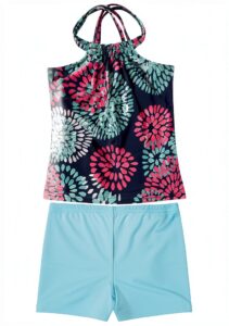 Kids Tankini Swimwear UPF50 Quick Dry Girls 2 Piece Set-0
