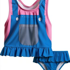 Ms Rachel Toddler Girls Tankini Swimwear UPF 50+ Pink Blue-0