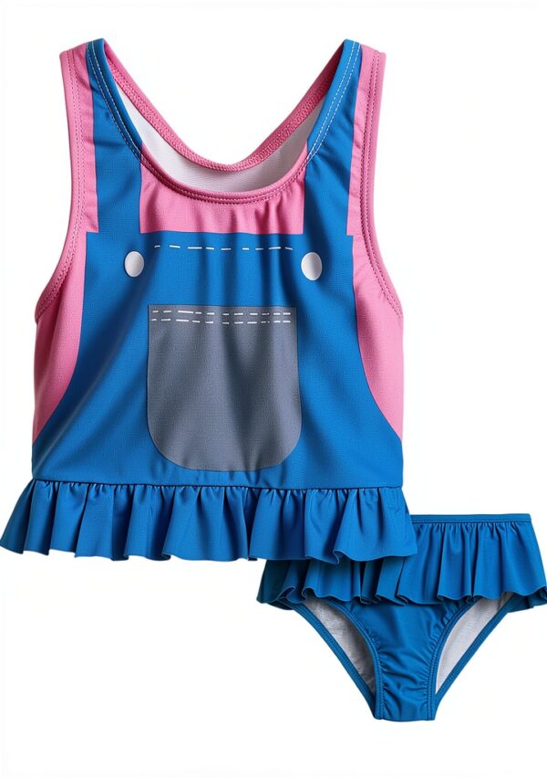 Ms Rachel Toddler Girls Tankini Swimwear UPF 50+ Pink Blue-0