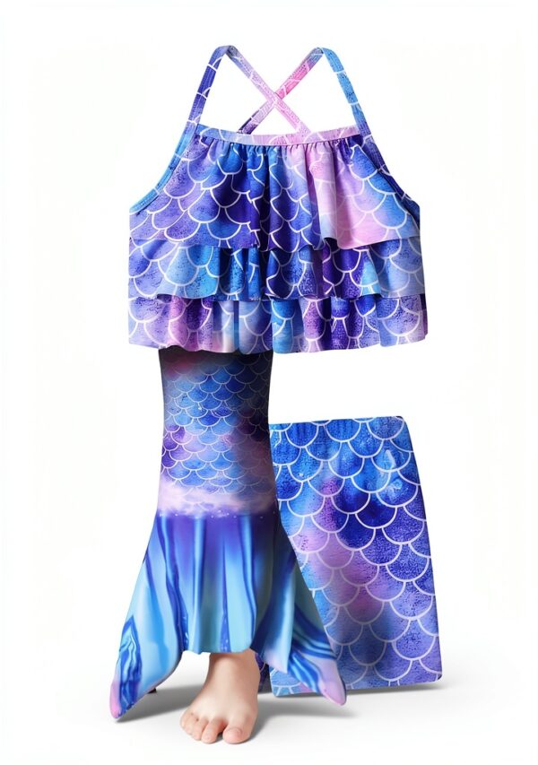 Mermaid Bikini Set Girls Tankini Swimsuit Polyester Spandex-2