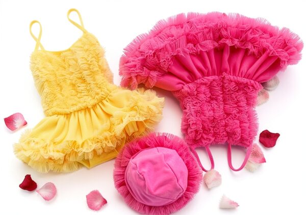 Baby Girls Swimsuit Halter Tankini Set Sun Hat Nylon Spandex-2