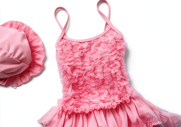 Baby Girls Swimsuit Nylon Spandex Halter Top Sun Hat Set-2