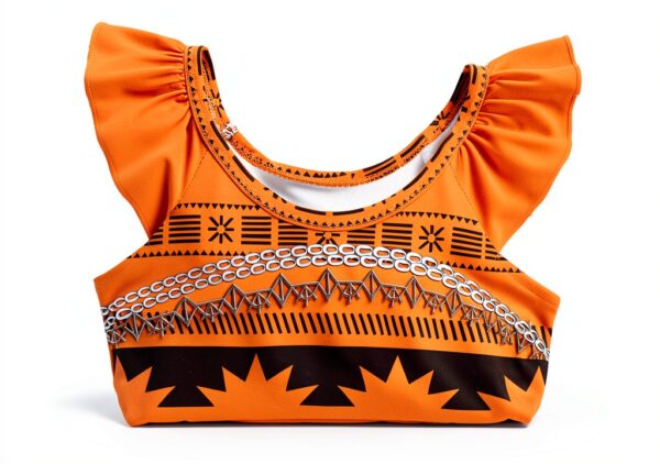 Girls Orange Ruffle Swimsuits 2-Piece Tankini Set-3