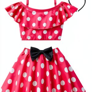 Dressy Daisy Girls Polka Dot Tankini Swimsuit with Headband-0