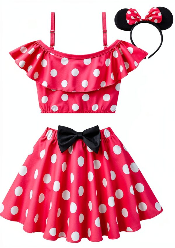 Dressy Daisy Girls Polka Dot Tankini Swimsuit with Headband-0