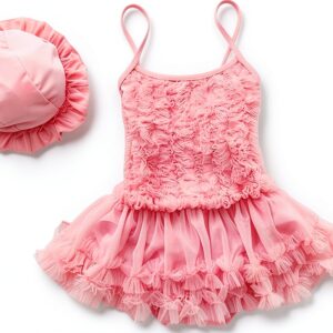 Baby Girls Swimsuit Nylon Spandex Halter Top Sun Hat Set-0