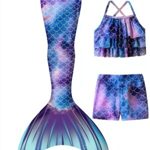 Mermaid Bikini Set Girls Tankini Swimsuit Polyester Spandex-0