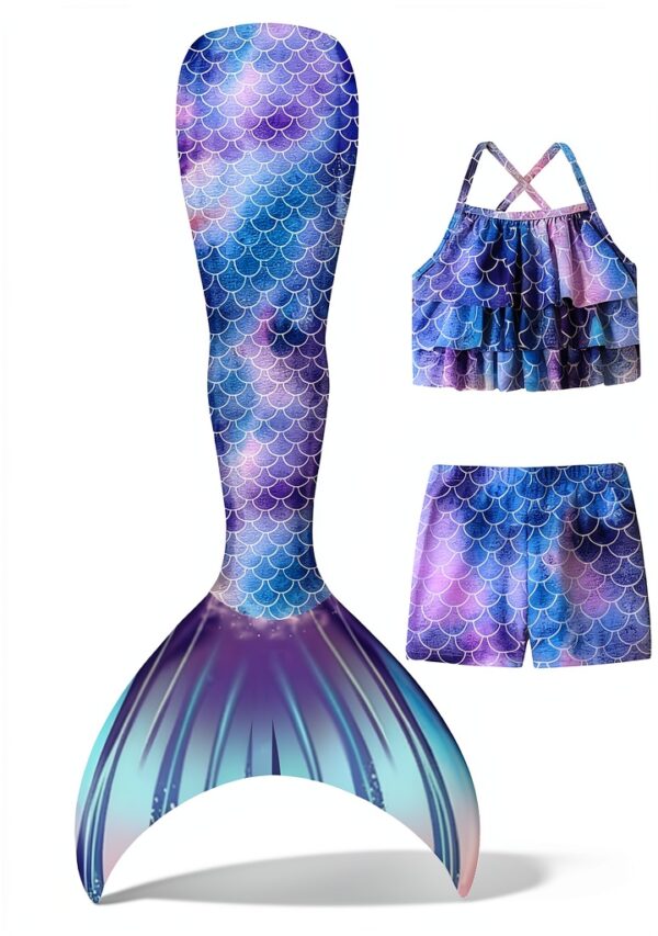 Mermaid Bikini Set Girls Tankini Swimsuit Polyester Spandex-0