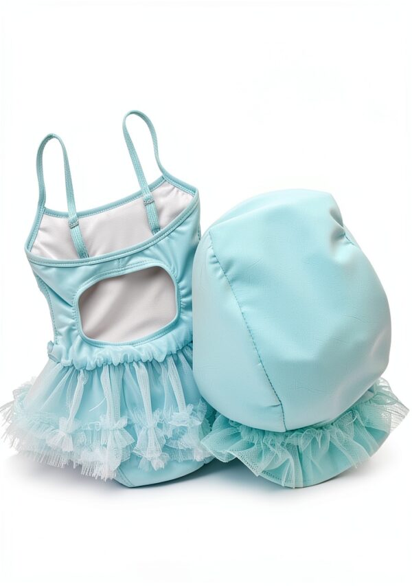 Baby Girls Swimsuit Halter Tankini Set Sun Hat Nylon Spandex-5