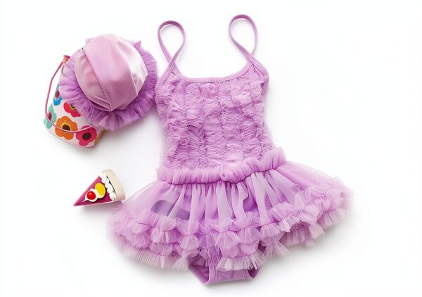 Baby Girls Swimsuit Nylon Spandex Halter Tank Sun Hat-1