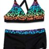 Black Leopard Girls Bikini Set UPF 50 Swimwear Polyester-5