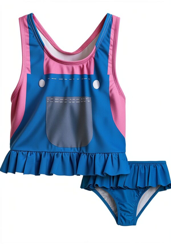 Ms Rachel Toddler Girls Tankini UPF 50+ Swimwear Pink Blue-0