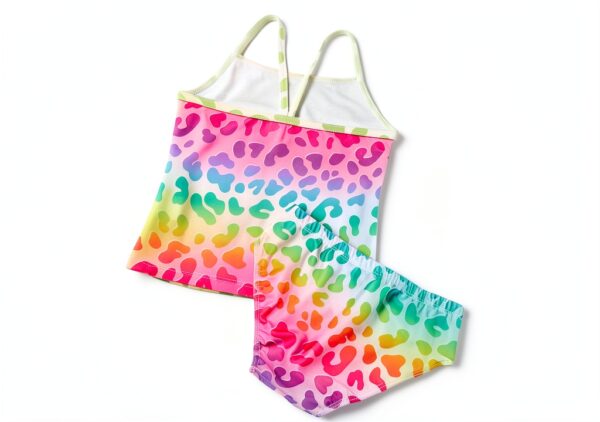 TENVDA Girls Tankini Set Polyester Spandex Swimwear-2
