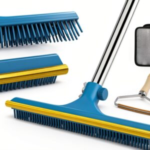 Mupapi Pet Hair Remover Long Handle Carpet Rake Blue-0