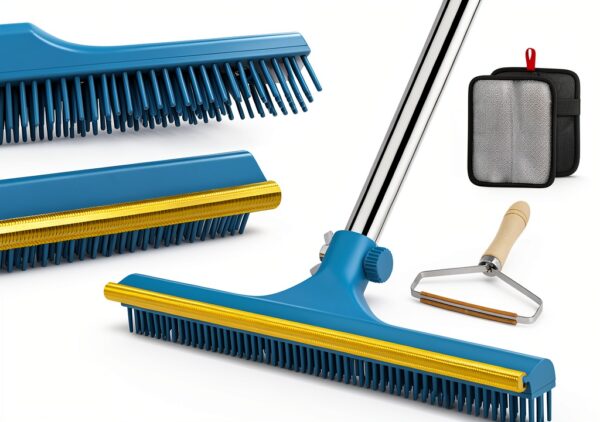 Mupapi Pet Hair Remover Long Handle Carpet Rake Blue-0