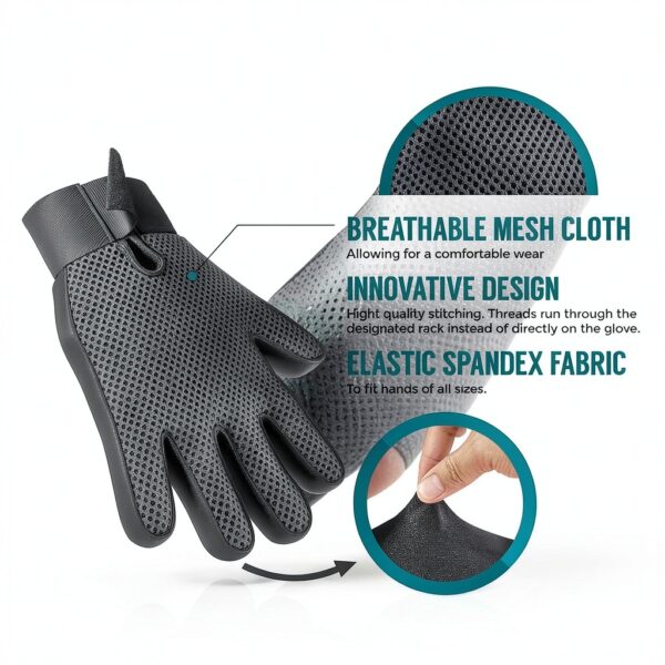 Kennels Kats Pet Grooming Glove Silicone Tips Fur Removal-2