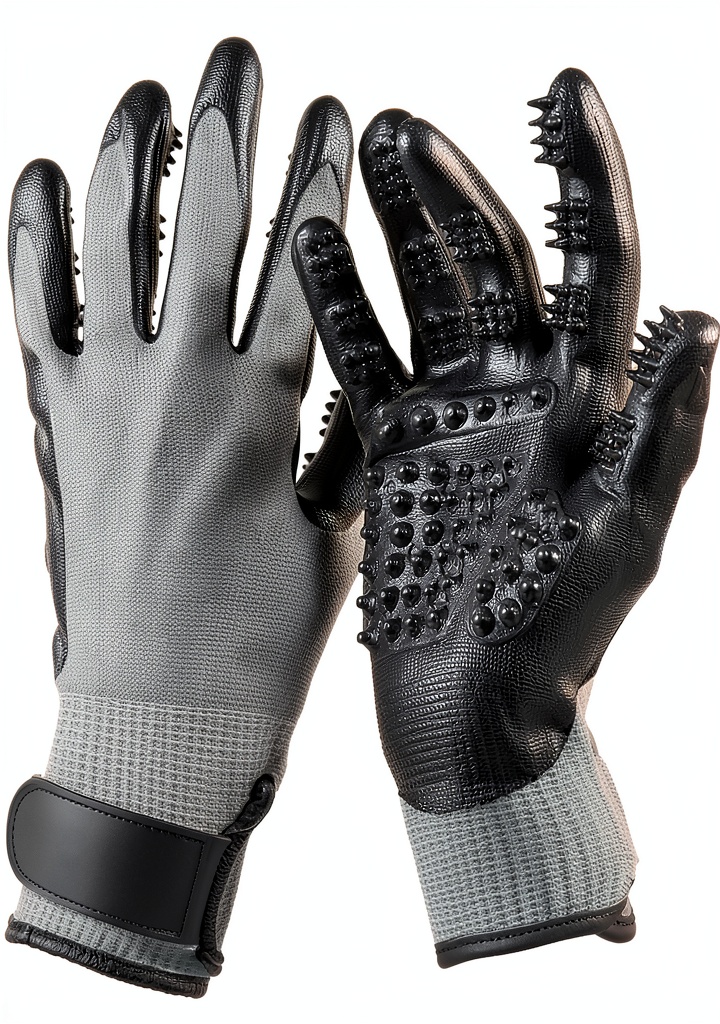 Using HANDS ON EQUINE Pet Grooming Glove on a dog during grooming