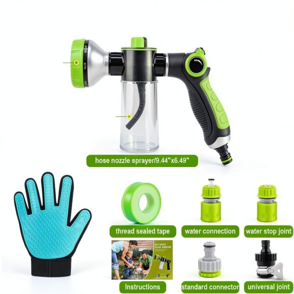 YCCOKJJ Dog Wash Kit 8 in 1 Hose Nozzle Pet Bathing-7