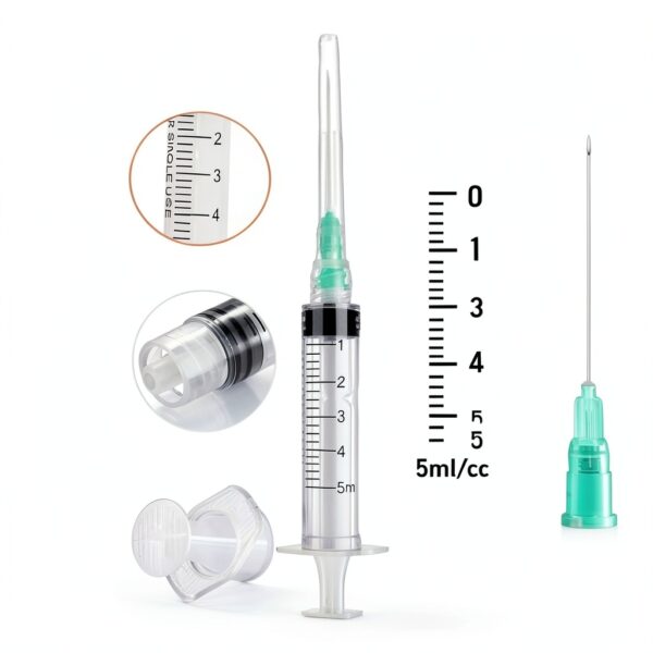 10 Pack 5ml/cc Disposable Luer Lock Lab Syringes with 21Ga 1.5 Inch Needle , Individually Sealed Packed-3