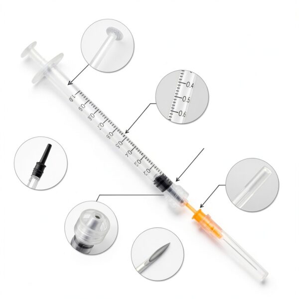 20 Pack 1ml Syringes with 25G 1 Inch Needle, Disposable Luer Lock Syringe Individually Sterile Packed for Scientific Lab, Liquid Measuring and Dispensing-2