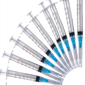 3ml/cc Syringe with 23 Gauge 1 Inch Lab Disposable Luer Lock Syringe, Pack of 20-0