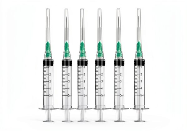 10 Pack 5ml/cc Disposable Luer Lock Lab Syringes with 21Ga 1.5 Inch Needle , Individually Sealed Packed-0