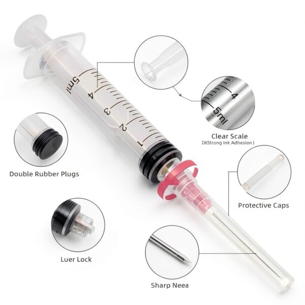 30 Pack 5ML Syringes with 18G 1.5 Inch, Disposable Luer Lock Syringe Individually Sealed-2