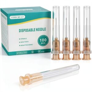 25Ga 1 Inch Disposable Needle 100 Pack GODGREAT Syringe Luer Lock-0