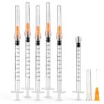 20 Pack 1ml Syringes with 25G 1 Inch Needle, Disposable Luer Lock Syringe Individually Sterile Packed for Scientific Lab, Liquid Measuring and Dispensing-0