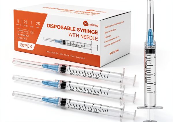 30 Pack 3ml Disposable Syringe 23Ga 1in Needle – Himeland Luer Lock-0