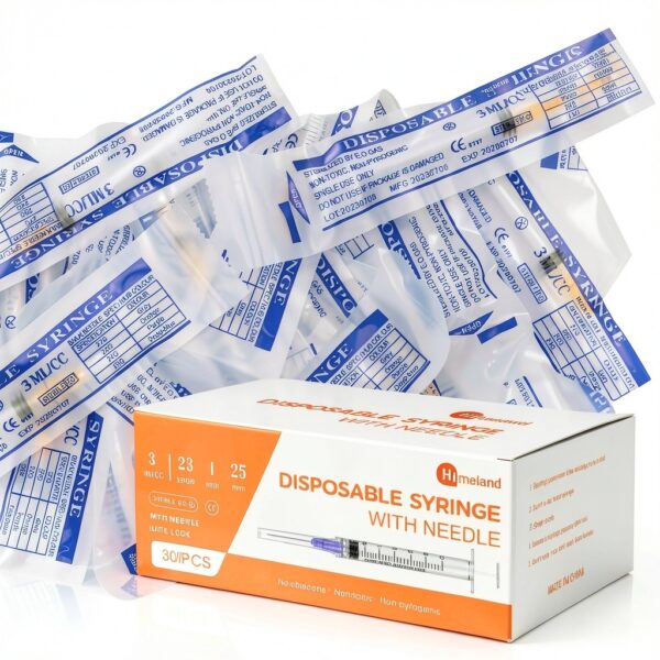 30 Pack 3ml Disposable Syringe 23Ga 1in Needle – Himeland Luer Lock-5